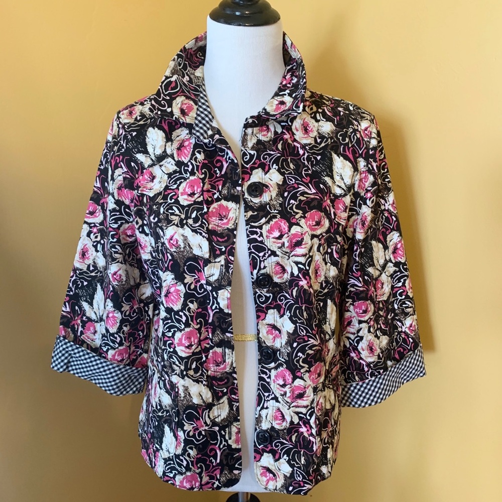Black & Pink Floral Christopher & Banks Jacket